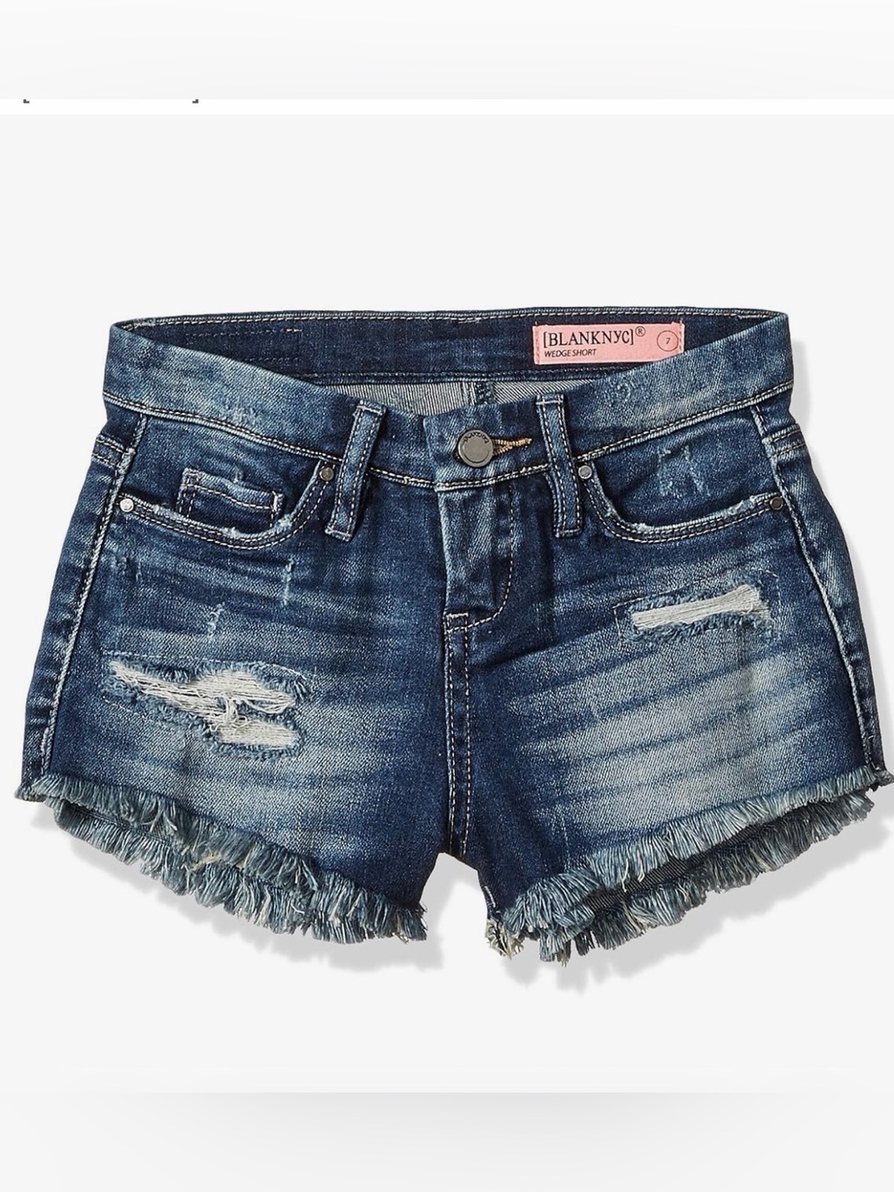 Blank NYC Frayed Hem Distressed Blue Denim Girls  Shorts